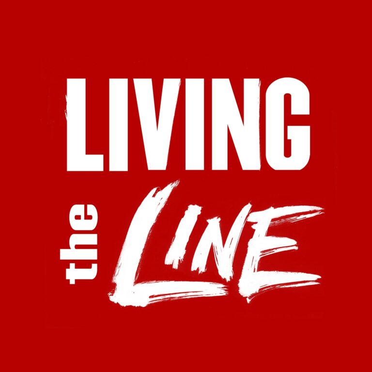 Living the Line logo, on red block